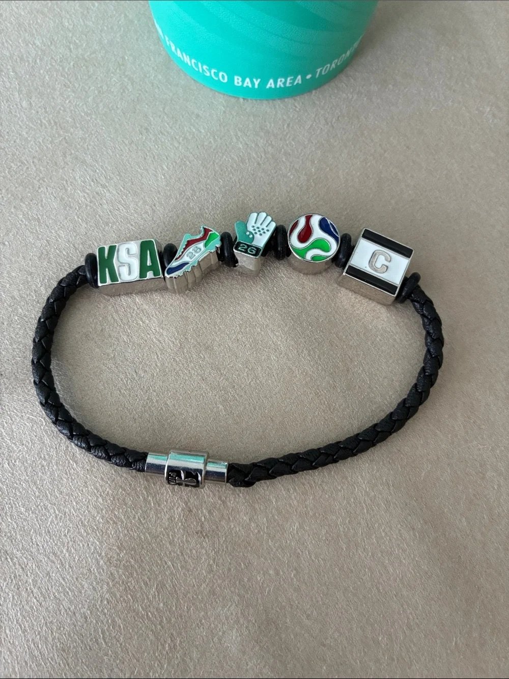 FIFA WORLD CUP Braided Cord Charm Bracelet -AUTHENTIC w/ Backer &  authentic cup